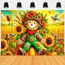 Fall Thanksgiving Banner Autumn Scarecrow Sunflower Party Backdrop Banner 71x43 Inchs Fall Thanksgiving Farmhouse Photography Backdrop Decorations Autumn Theme Party Supplies