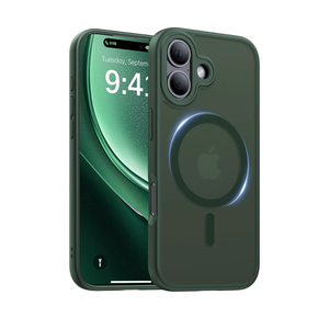 Magnetic for iPhone 17 Case,[Anti-Slip][Compatible with MagSafe][Military Grade Drop Protection] Shockproof Protective Translucent Matte Phone Case for iPhone 17 Case,Forest Green