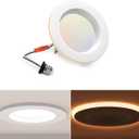 POWERASIA 1 Pack 4 Inch LED Can Lights with Night Light, 5CCT Retrofit Recessed Lighting Selectable 2700K-6000K Dimmable, 9W=55W, 630LM Downlight with Metal Smooth Trim - ETL and Energy Star
