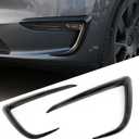 Front Fog Light Trim Cover for Tesla Model Y, 2PCS Fog Lamp Eyebrow Eyelids Cover Frame Blade Trim, Spoiler Accessories Fit Model Y 2017-2023 2024, Glossy Black