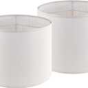 Beige Bamboo Knot Linen Textured Lamp Shades Set of 2 Large Drum Lamp Shade 16``Top x 16``Bottom x 12``High(Spider) Farmhouse Lampshade for Table Lamp & Bedside Lamp - Replacement Lampshade