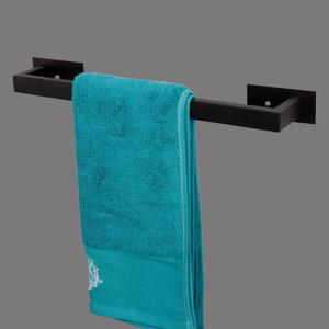 Bathroom Towel Bar Self Adhesive, No Drilling Towel Rack Easy to Install, Hand Towel Holder Made of Premium Stainless Steel Sticky on Hand Towel Hanger for Kitchen, Toilet.(17.7IN, Black)