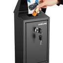 Uniclife Black Metal Donation Box Wall Mounted Mailbox with Top Slot, Collection Box with Key Lock, Safe Suggestion Box, Key Drop Box for Outside, Steel Cash Drop Box for Home Office and Business (Black)
