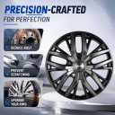 17 Inch Silver Hubcaps with Adjustable Steel Retention Rings, Premium ABS Universal Fit, Set of 4 Wheel Covers (Glossy Black)