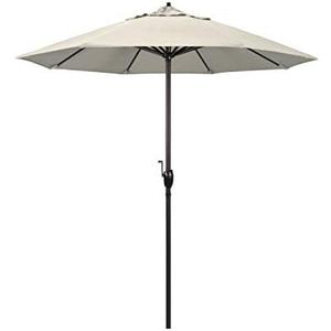 2Pack California Umbrella 7.5' Round Sunbrella Aluminum Outdoor Deck, Pool or Patio Umbrella, Crank Lift, Auto Tilt, Bronze Pole, Antique Beige