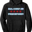 Chicago Flag Retro Distressed Chi Town Windy City Pullover Hoodie,  2 XL