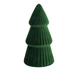 Christmas Decorations - Velvet Ceramic Christmas Trees - Modern Cone Indoor Christmas Decoration Centerpieces for Table Mantel and Living Room Home Decor (Green)