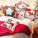 Vintage Red Retro Santa Candy Cane Square Pillowcases Set of 6 - 18x18 - Snowman, Reindeer, Throw Pillows for Xmas Winter Home Decor