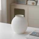 Minimalist White Ceramic Farmhouse Vase, Rustic Design for Home and Living Room Decor, Table, Bathroom, Holiday & Weddings (Ball-White)