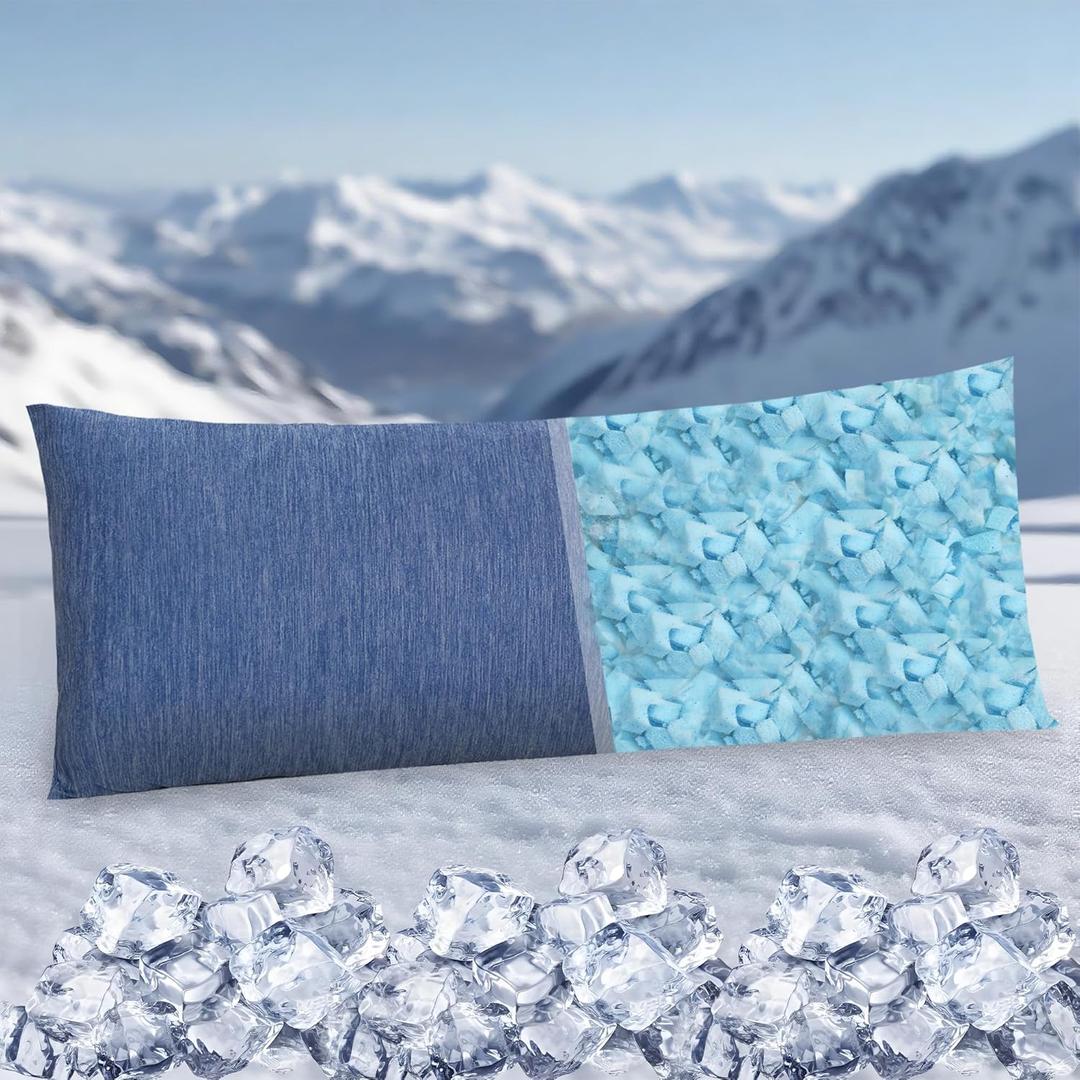 DWCN Memory Foam Body Pillow  Cooling Breathable & Supportive Full Length Pillow for Side Sleepers, Pregnancy, Leg & Back Pain Relief, 20x54 Inch Blue