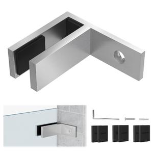 1 Pack Railing Wall to Glass Clamp, F Shape Stainless Steel 304 Bracket for Indoor & Outdoor, Brushed Finish Railing Glass Clip Holder for Fence, Balustrade, Balcony Deck