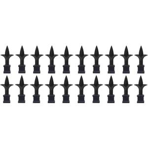 1/2" Black Plastic Trident Spear Finial Fence Topper for Wrought Iron Picket Fence (50, 1/2")