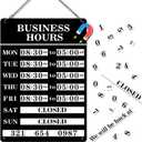 Magnetic Changeable Business Hours Sign, Metal Hours of Operation Signs for Business, Store Hours Sign for Glass Door or Window (BLACK)