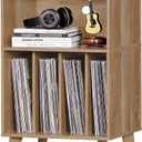Lerliuo Record Player Stand, Oak Turntable Stand Holds up to 160 Albums, 18.1 inches x 15.7 inches x 34.2 inches