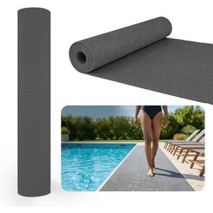 2 x 13Ft x 3Ft Ground Pool Drainage Mat 0.2 inch Thick Non Slip Swimming Pool Flooring Protector Mat Drainage, Rubber Flooring Roll for Pool Bathroom Garage Indoor Outdoor