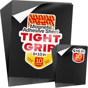 DIY Craft Magnetic Sheets with Adhesive Backing - 4x6 & 8x10 10 + 10 Pack Adhesive Sheets for Magnetic Stickers and Photos - 100% Customizable