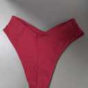 geluboao Women's Bikini Bottom Sexy V Cut High Cut Swimsuit High Waisted Bathing Suit Bottoms (Wine Red) S