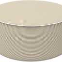 LVTXIII Inflatable Stool Ottoman Footrest with Handle, All Weather Foot Rest, Indoor or Outdoor Use for Home Patio Garden and Camping, D21 x H9, Stripe Beige