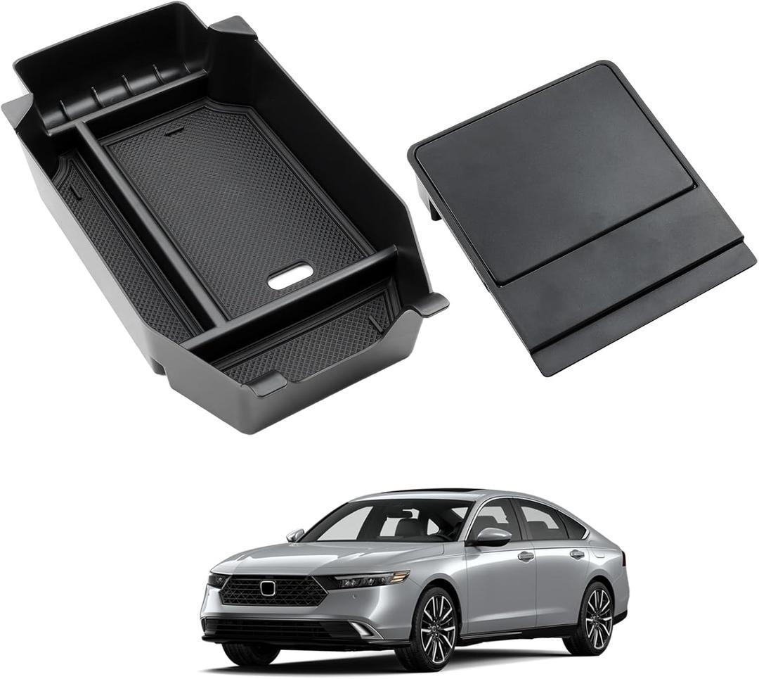 ELECFRESH 2PCS Center Console Organizer Tray for 2026 2023-2025 Honda Accord Accessories, Glove Storage Box with Aremrest Hidden Storage Box for Honda Accord