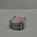 6Pcs Drink Coasters with Holder, Marble Style Ceramic Drink Coaster, Absorbent Coasters Set Suitable for Kinds of Cups, Modern Style Coasters for Coffee Table, 4 Inches