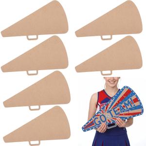 Gerrii 6 Pcs DIY Wooden Megaphone Cutout Craft, 18 Inch, Classic