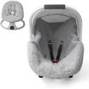 Winter Baby Car Seat Cover, Infant Car Seat Liner with Plush Fleece, Infant Insert for Baby Carseat, Warm Carseat Cover for Cold Weather, Baby Carrier Cover Liner Replacement for Newborn Shower Party (Grey)