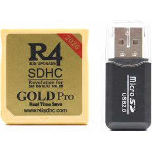 R4 SDHC Gold pro 2026 Dual Core Revolution Cartridge Compatible with New 2DS/3DS/LL/XL NDSL NDSI, Include a Card Adapter, NO Timebomb, Preloaded Plug and Play