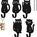 AceOrbit 4 Pcs Cute Cat Metal Hooks Wall Mount Iron Black Decorative Wall Mounted Coat Hooks Cute Animal Key Hanger Decor Cat Lover Gifts for Clohes, Towels, Hats