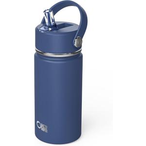 OISIZ Kids Water Bottle with Straw Lid 14oz, Vacuum Insulated 316 Stainless Steel Water Bottles for Kids for School, Leakproof Water Bottle, BPA Free and Keep Cold for 24 Hours (Navy Blue)