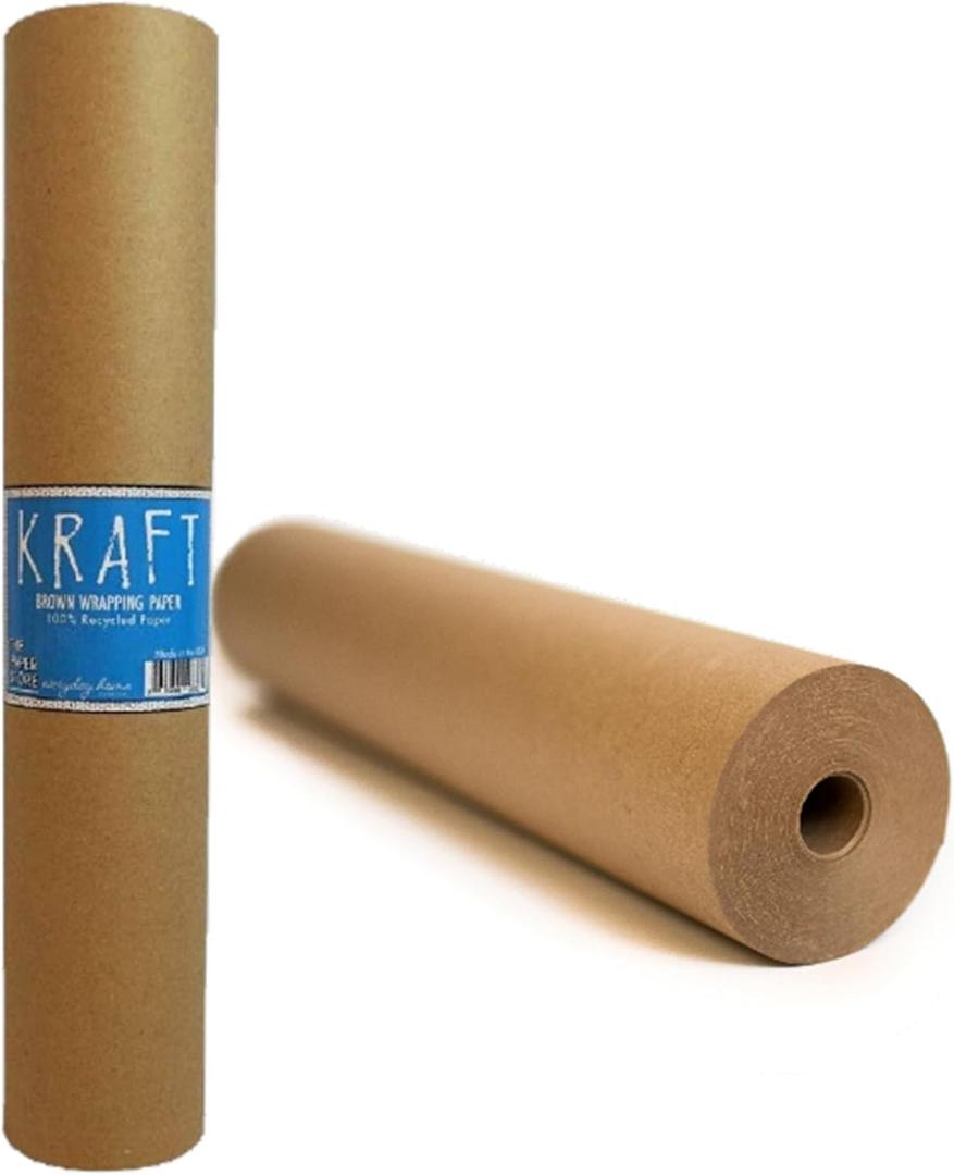 Kraft Brown Paper Roll 30" x 2,400" (200 ft)  100% Recyclable Craft Construction and Packing Paper for Use in Moving and Bulletin Board Backing