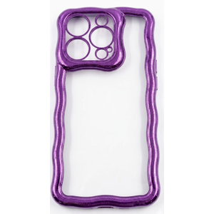 for iPhone 15 Pro Max Case, Cute Stylish Glossy Bubble Wave Design, Silicone Women Girl Glitter Curly Wavy Aesthetic Protective Cover for iPhone 15 Pro Max Phone Case, Shiny Purple