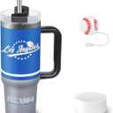 Tumbler 30oz Straight Skinny Car Cups With Insulated Cup Sleeve Portable Handle, Sports Travel Coffee Mug, Stainless Steel, Insulated,Classic Collection Gifts for Fans (Los Angeles D)