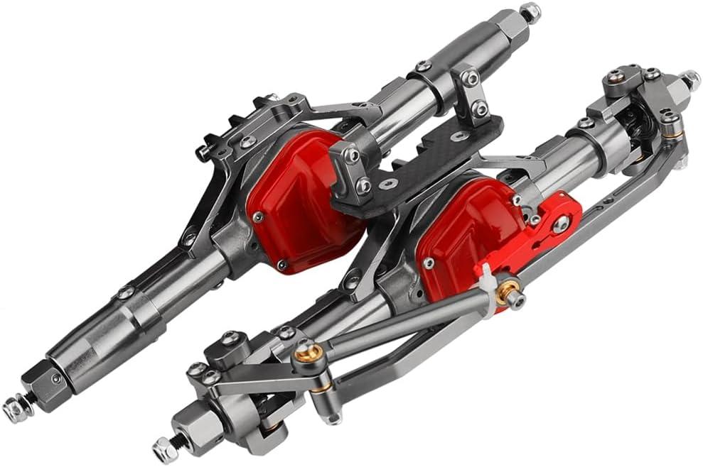 Aluminum Front Rear Complete Axle Set with Enhanced Axle Shaft for Axial SCX10 RC4WD D90 1/10 RC Crawler Upgrade Parts (Titanium)