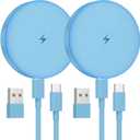 MagSafe Charger 2 Pack 15W Magnetic Wireless Charger Fast Charging Pad Compatible with iPhone 17/16/15/14/13/12 Series & AirPods 3/2/Pro Magnetic MagSafe Charging Pad with Dual Ports-Blue