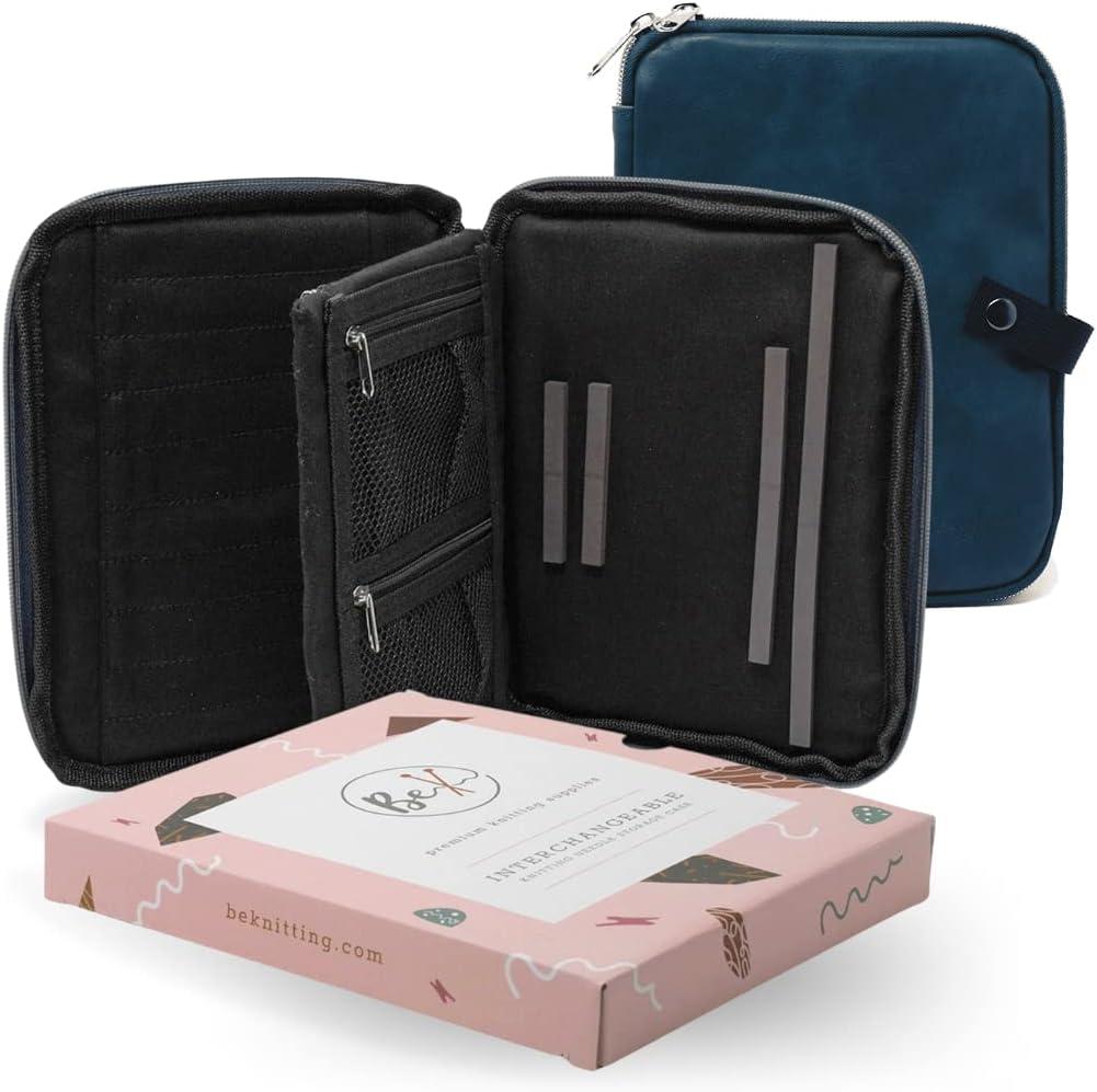 Interchangeable Knitting Needle Case - Crochet Needles Organizer Storage Bag with Magnetic Chart Keeper - Hook Set Holder Only