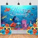 Finding Nemo Birthday Decorations,Finding Dory Backdrops for Party Decorations Supplies,Under Sea Happy Birthday Banner Backdrop for Party Supplies (5x3ft)