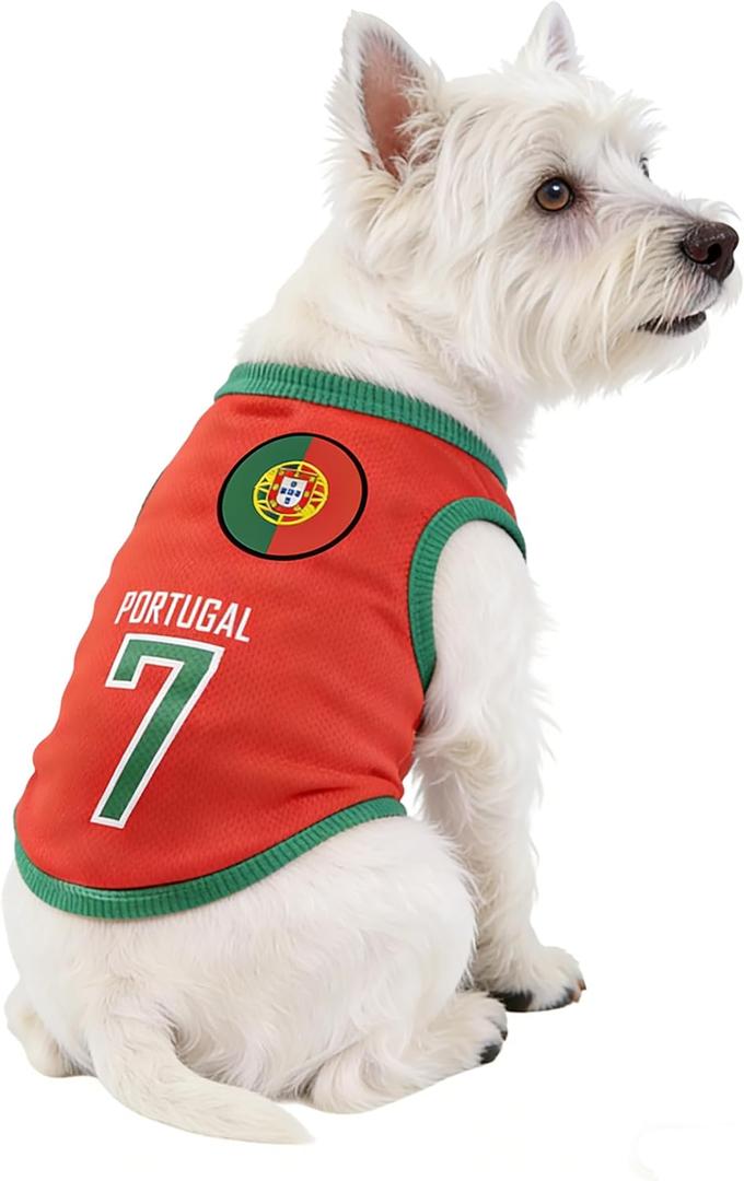 GabeFish Dog World Cup T Shirt Pets Football Jersey Sports Soccer National Team Vest Cat Summer Cool Clothes Apparel Portugal Medium