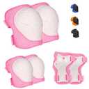 Kids Protective Gear Set - Knee Pads Elbow Pads with Wrist Guards for Ages 3-12 | 3-in-1 Safety Protective Gear for Skating, Cycling, Biking, Roller Skates, Scooters (Pink, S(3-7Years))