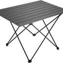 YIKANGHENG Folding Camping Table, 16 Inch x 13.8 Inch x 11.4 Inch Black Carbon Steel Foldable Table with Storage Bag for Home and Outdoors (S)
