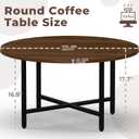 FAMIDGE Coffee Table, 23.6" Coffee Tables for Living Room, Round Coffee Table with Metal Frame, Floor Table for Sitting on The Floor, Home, Office, Dark Walnut