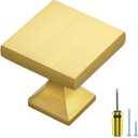 Ravinte 25 Pack Square Brushed Brass knobs Cabinet Kitchen Hardware Dresser Drawers Cabinet Door Knobs with Screwdriver