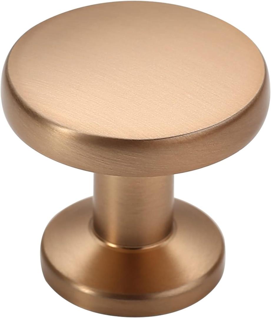 Alzassbg 15 Pack Champagne Bronze Cabinet Knobs, 1.1 Inch(30mm) Diameter Round Cabinet Knob Hardware for Kitchen Dresser Drawer AL6044TGP