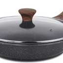 SENSARTE Non-Stick Frying Pan with Lid, 28 cm Swiss Granite Coating Omelette Pan, Healthy Stone Cookware, Chef's Pan, Gas Stove and Induction Compatible, Free of Intentionally Added PFOA