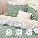 Bedsure Queen Comforter Set - Green Bed Set, 3 Pieces Cute Floral Bedding, 1 Soft Reversible Botanical Flowers Comforter and 2 Pillow Shams