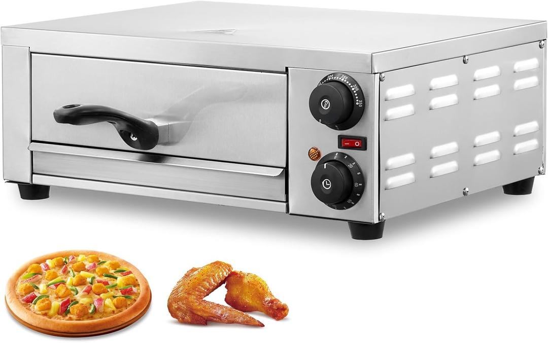 VEVOR Electric Pizza Oven for Countertops, 12-inch, 1500W, with Temp Control & 0-60 Min Timer, Even Baking Technology & Easy Clean Crumb Tray, Ideal for Both Commercial & Home Kitchens