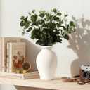 LUKA Ceramic Rustic Farmhouse Vase, 9.2 inch Whitewashed Terracotta Vase, Pottery Decorative Vases,Clay Decorative Vases for Home Decor, Table, Living Room, Shelf, Mantel Decoration(Off-White)