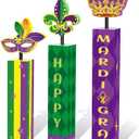 3 Pcs Mardi Gras Table Decorations Set, 3D Wooden Mardi Gras Table Centerpieces, Rustic Carnival Tiered Tray Decor for Home Indoor and Mardi Gras Party Favors Supplies Decorations