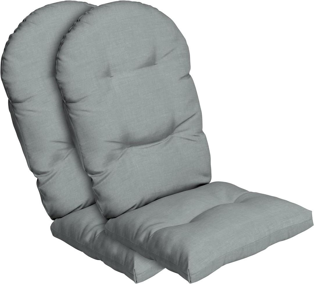 Arden Indoor/Outdoor Plush Modern Tufted Adirondack Cushion, 2-Pack, 21.5 x 19, Water Repellent, Rain Proof, Fade Resistant Cushion for Rocking Chair Or Adirondack Stone Grey Leala