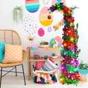 Easter Decorations 5Ft Lighted Easter Tree with 50 LED Light, Red Pop Up Tinsel Collapsible Pine Pre-lit Christmas Tree for Indoor Home Outdoor Porch Office Party