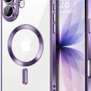 Hython Magnetic Clear for iPhone 17 Case with Camera Lens Protector [Compatible with MagSafe] Luxury Plating Edge Slim Soft TPU Cover Protective Phone Case for iPhone 17 6.3", Deep Purple